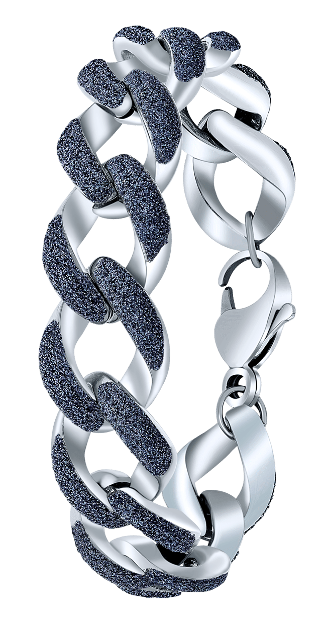 Gliederarmband aus Edelstahl Blau Mineralpulver