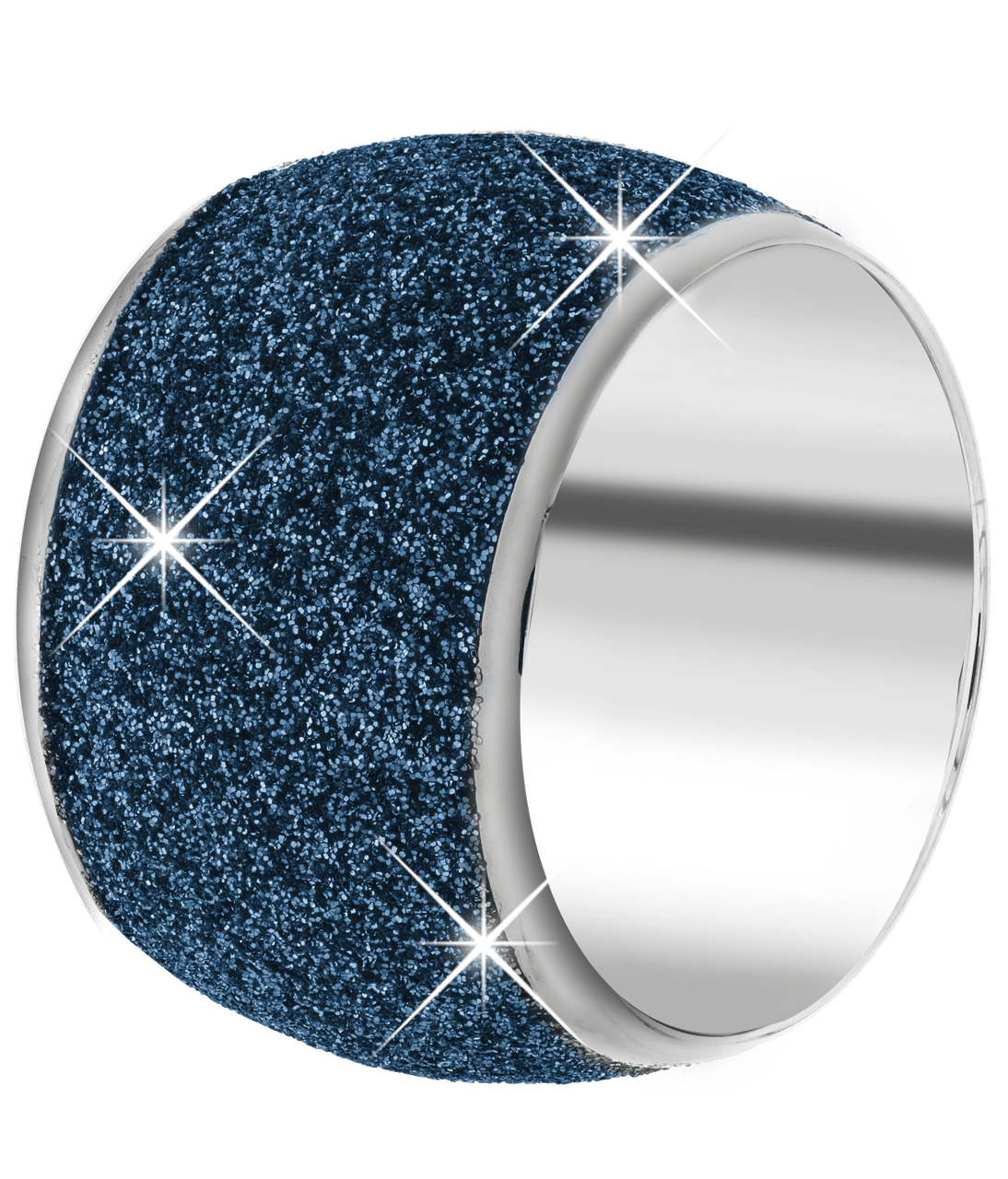 Stainless steel ring met blue mineral powder