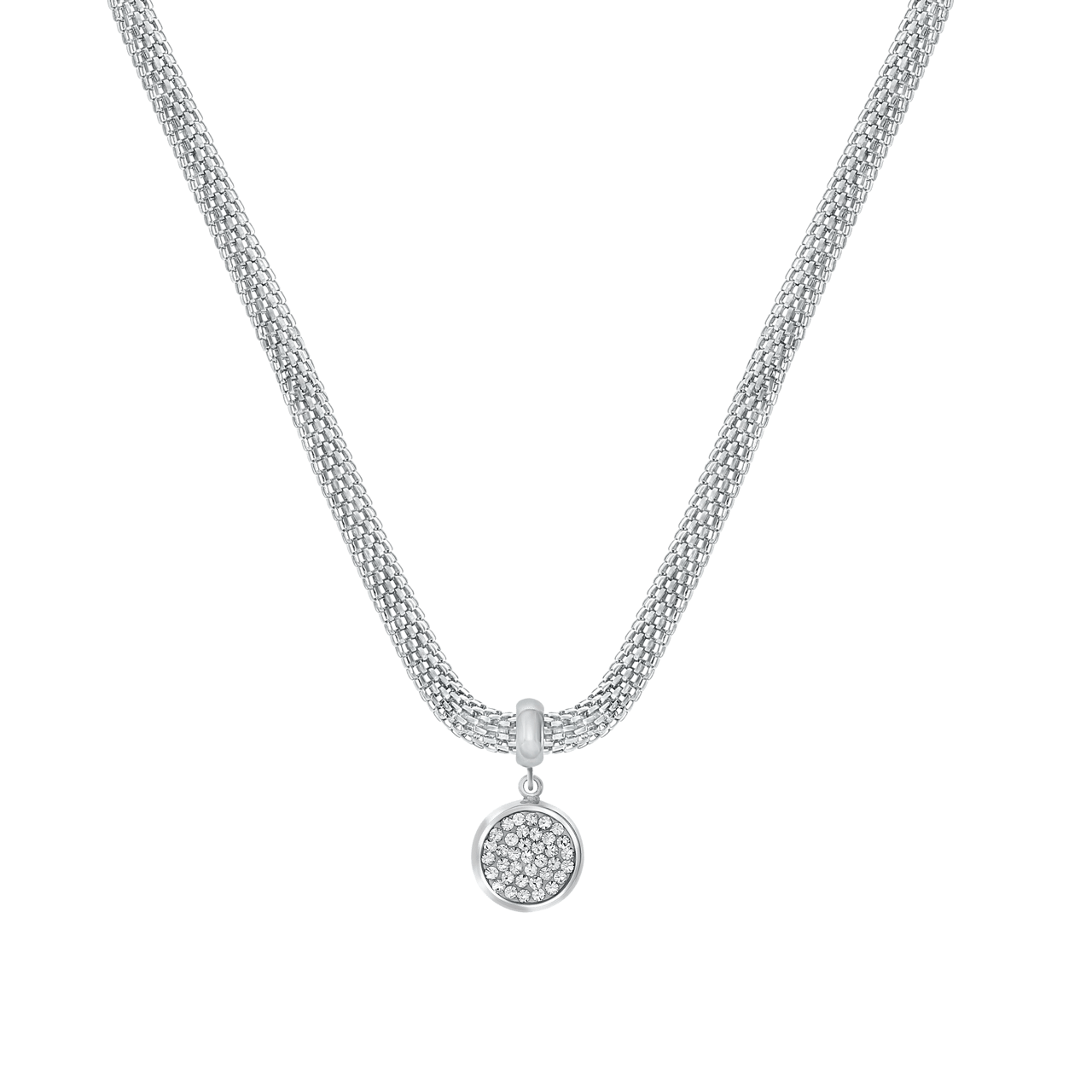 Gerecycled stainless steel ketting mesh met kristal