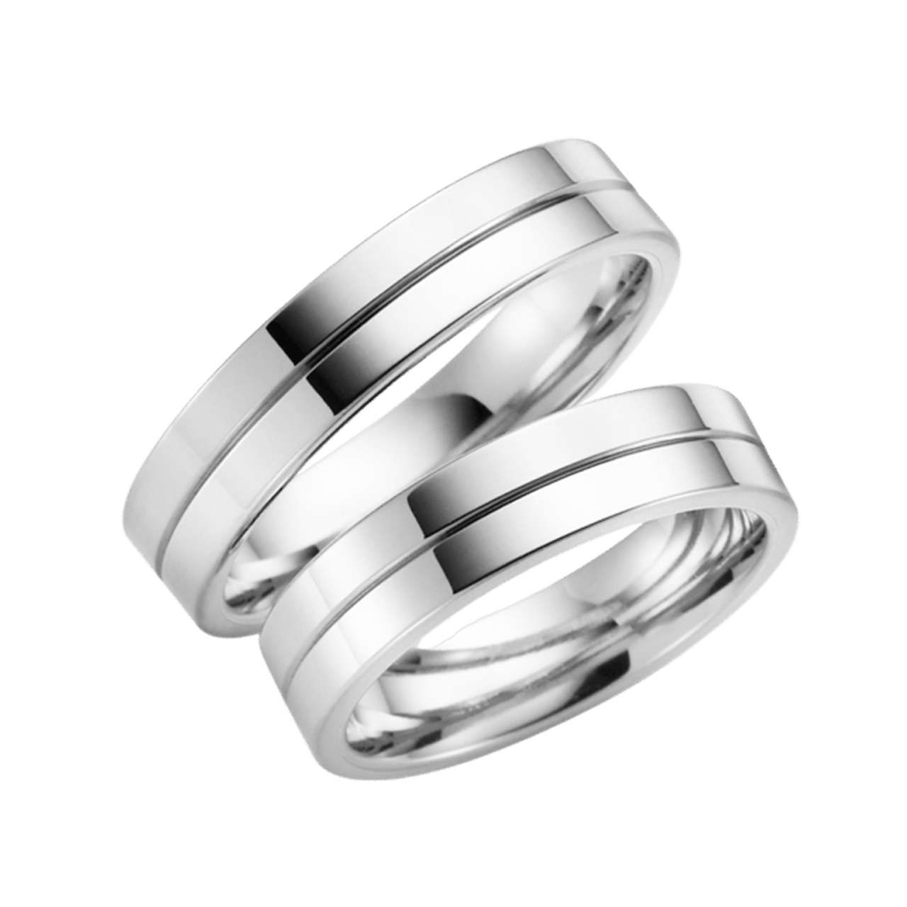 Weißgoldener 14K Trauring Orchidee Herren H41W
