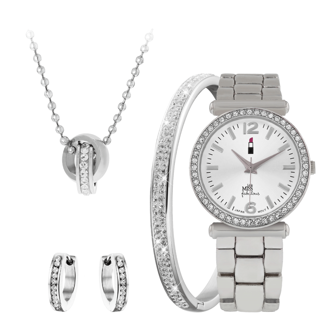 Gerecycled stainless steel kinderset met wit kristal