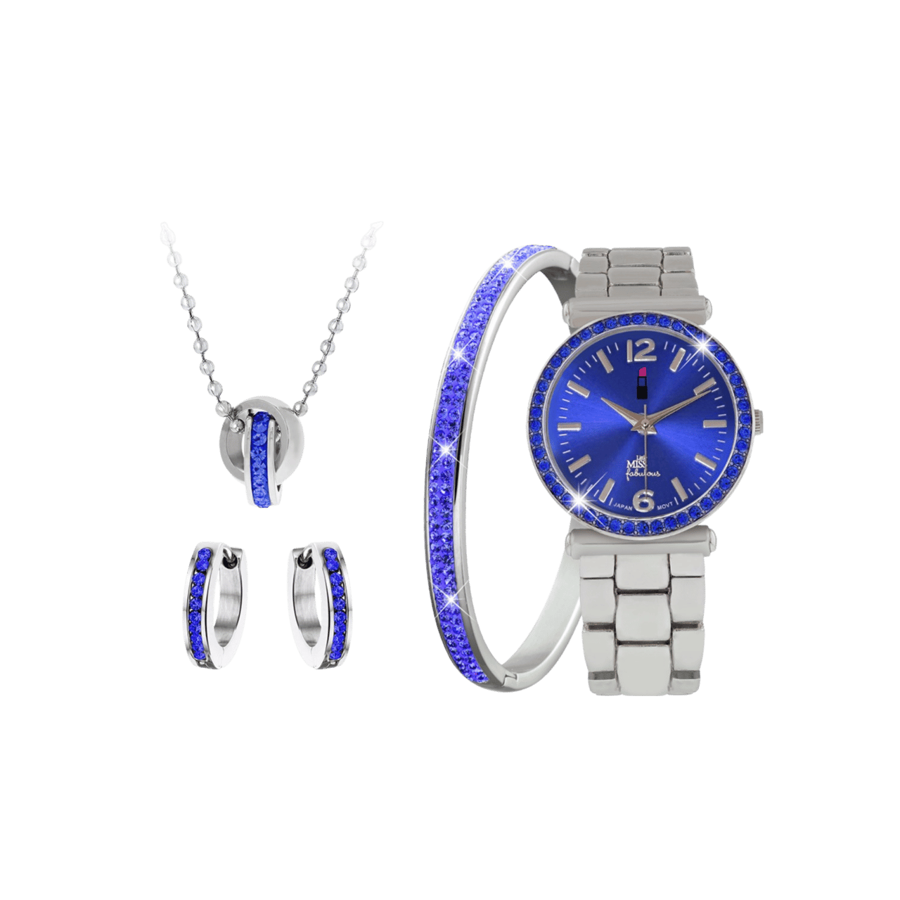 Gerecycleerd stalen kinderset met sapphire kristal