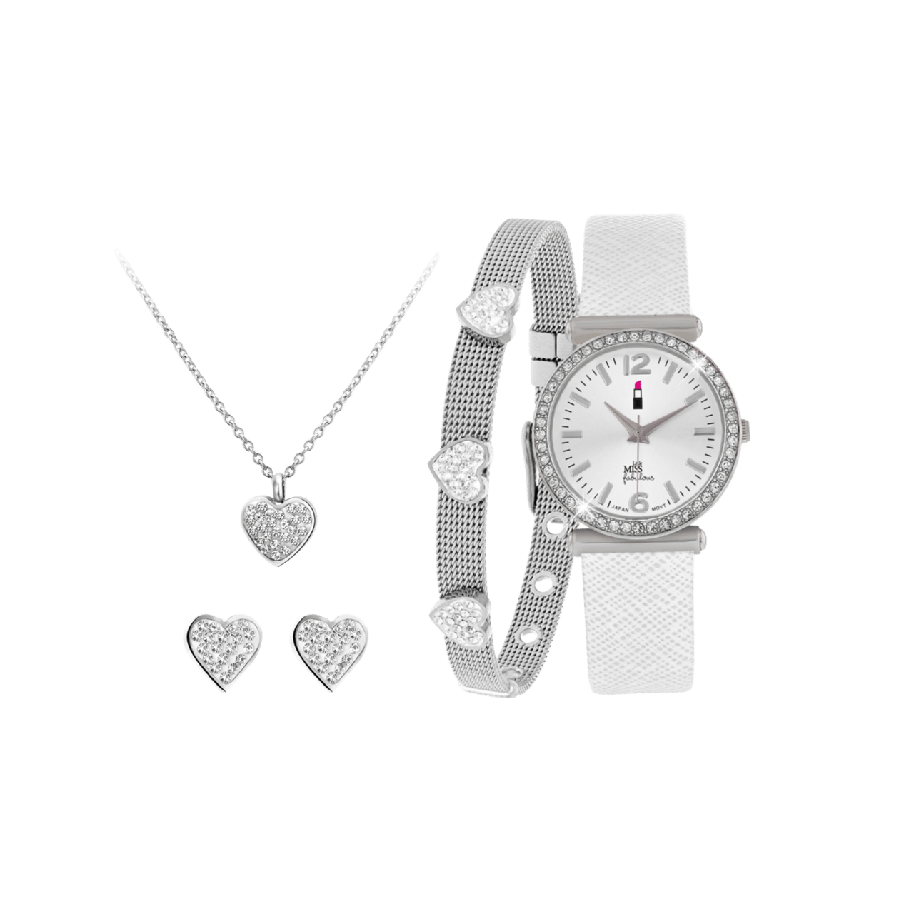 Gerecycleerd stalen kinderset met wit kristal