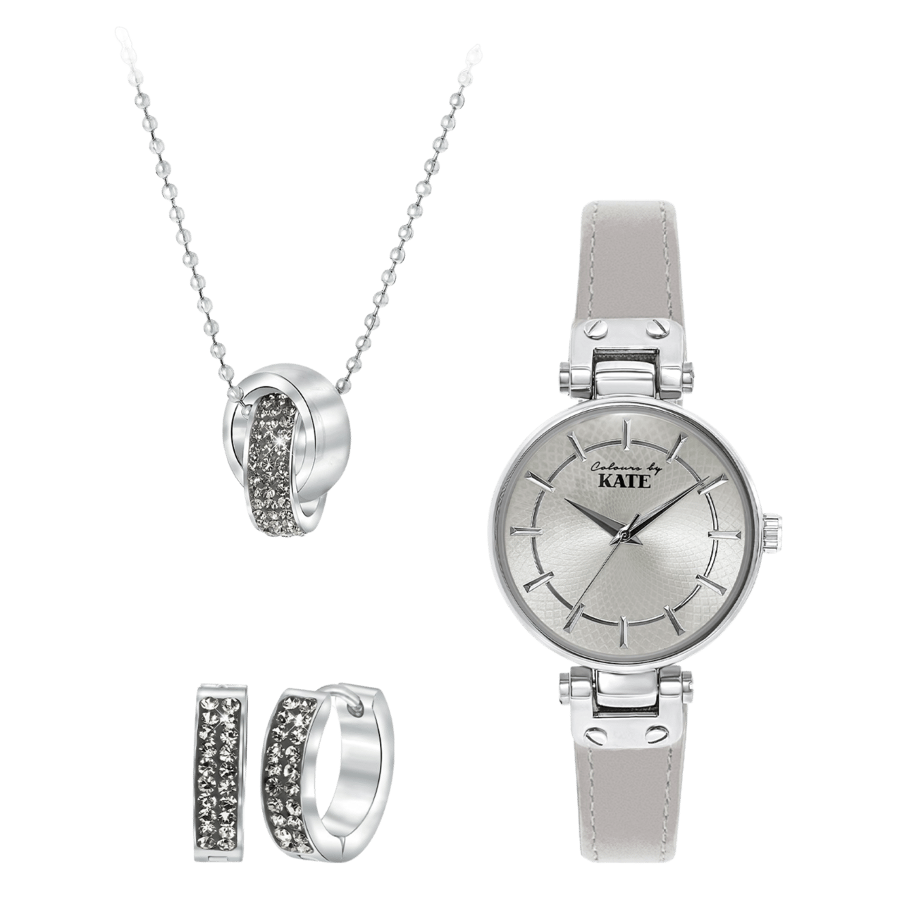 Edelstahl-Set mit schwarzem Diamantkristall
