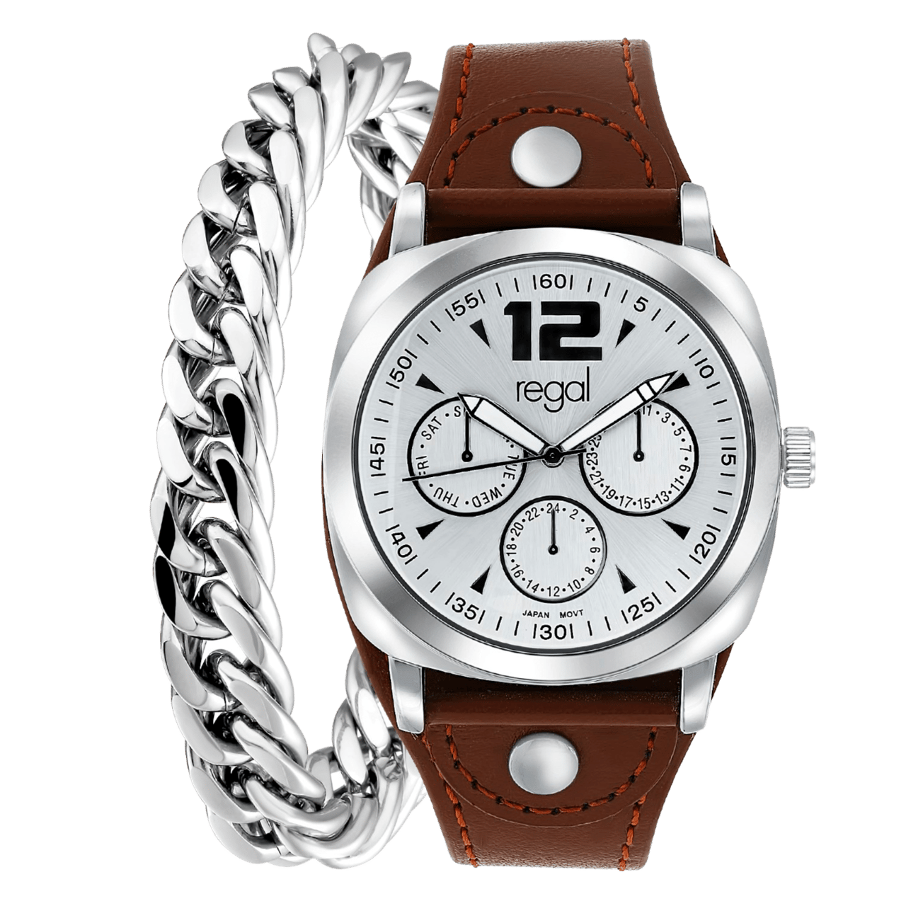 Gerecycleerd stainless steel set armband & regal horloge