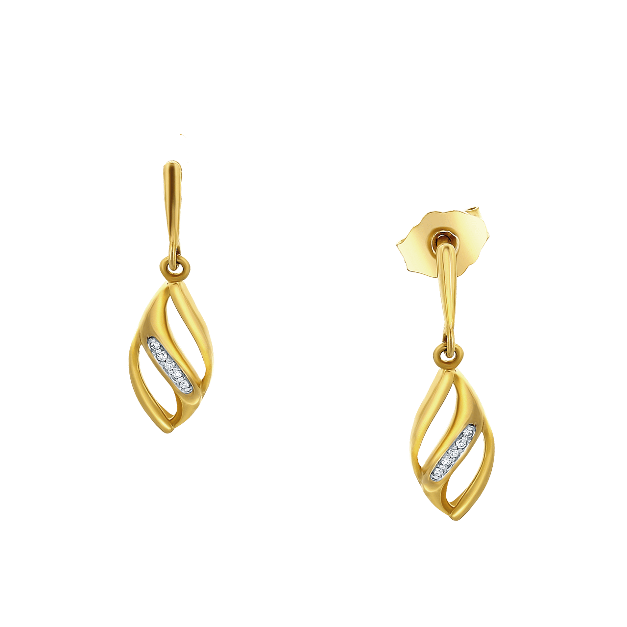 14 Karaat geelgouden oorbellen met diamant 0.02ct