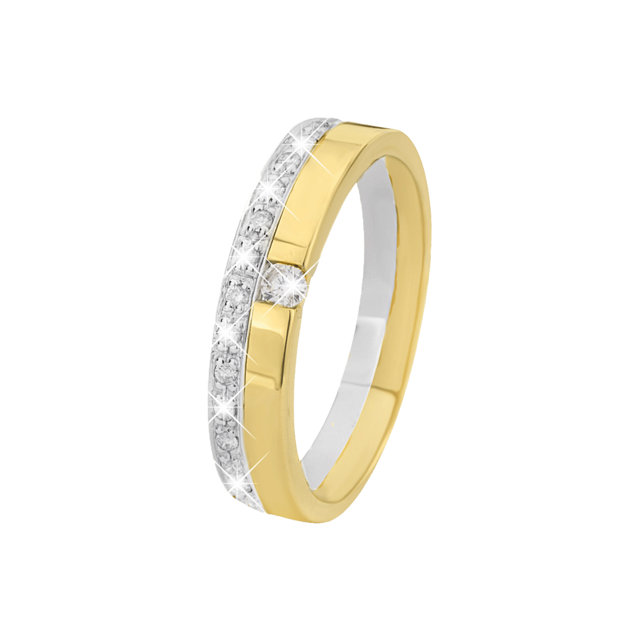 14 Karaat bicolor gouden ring 19 diamanten 0.15CT