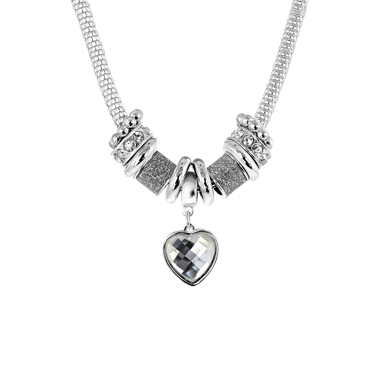 Bijoux zilverkleurige ketting met hanger hart voor dames