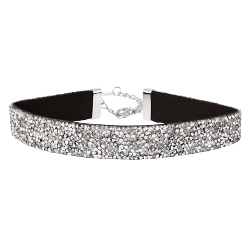 Montini byoux choker zwart met witte steentjes