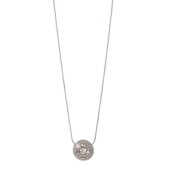 Byoux ketting met ronde hanger en witte steentjes