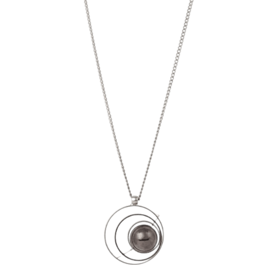 Byoux ketting met ronde hanger en grijze bal