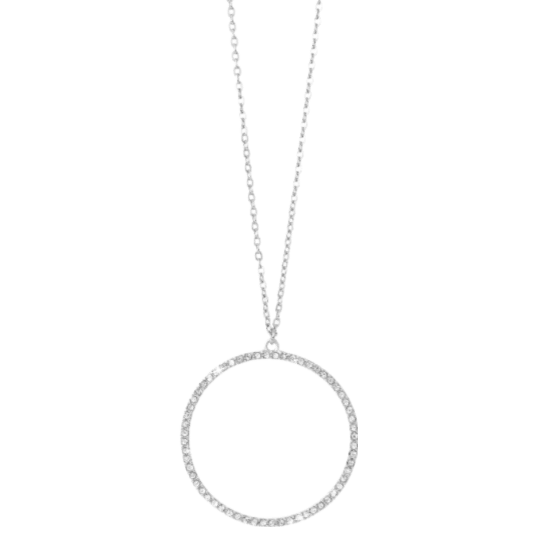 Byoux ketting zilver ring hanger met witte steen