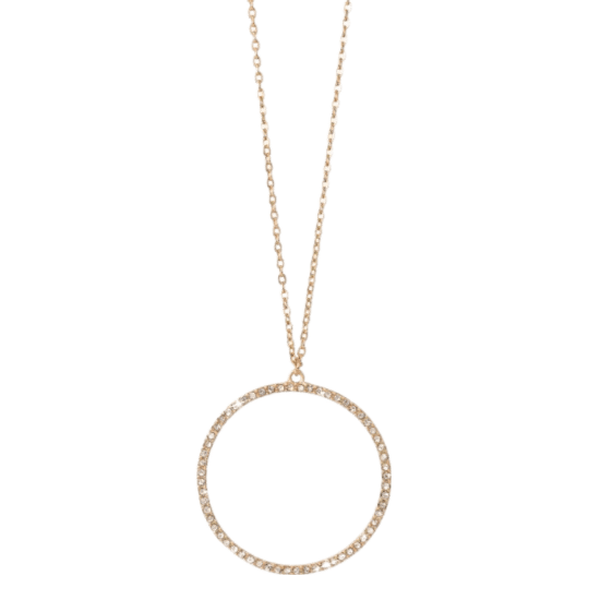 Byoux ketting goudkleurige ring hanger met steen