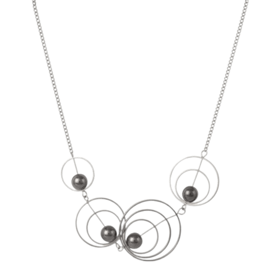 Byoux ketting zilverkleurig grijze bal