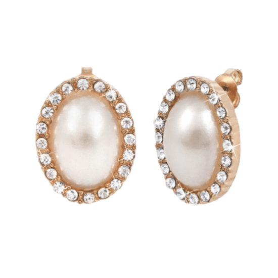 Bijoux goudkleurige oorknoppen met parel voor dames