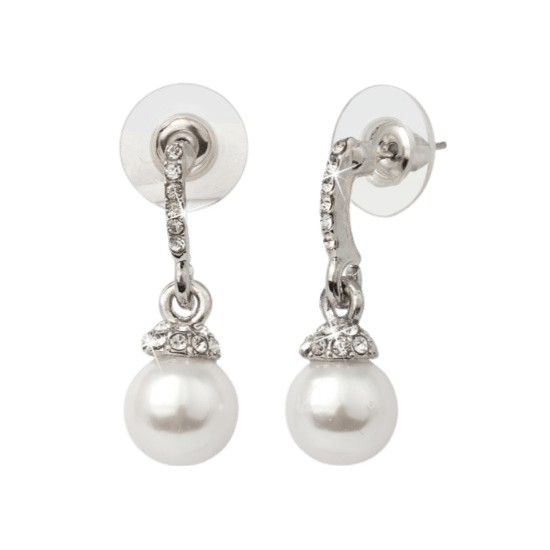 Bijoux zilverkleurige oorringhangers met  parel voor dames