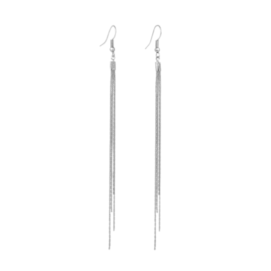 Bijoux zilverkleurige oorhangers met slierten voor dames