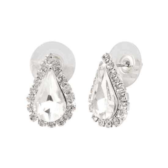 Bijoux zilverkleurige oorknoppen met witte steen voor dames