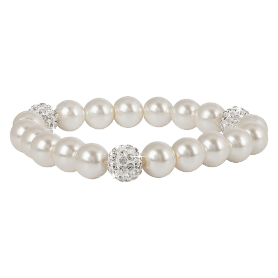 Byoux parelarmband wit met bling kralen
