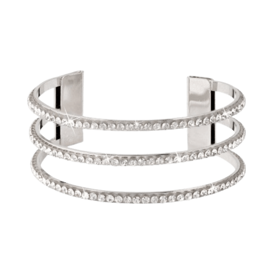 Byoux armband 3 rijen met witte steentjes