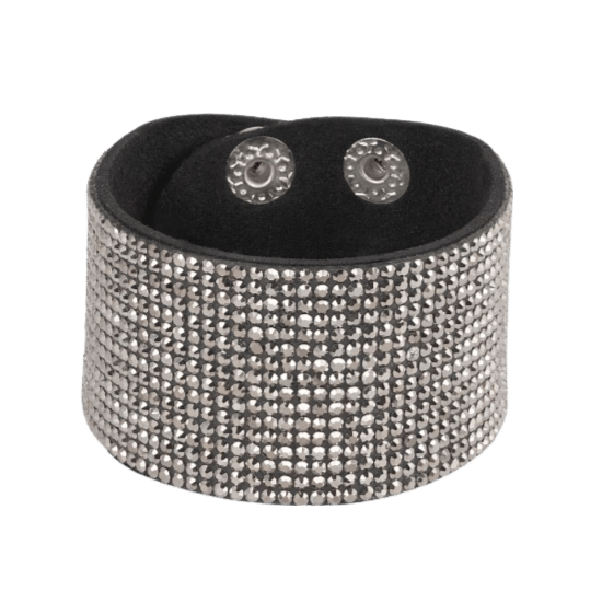 Byoux armband leer-look breed met bling