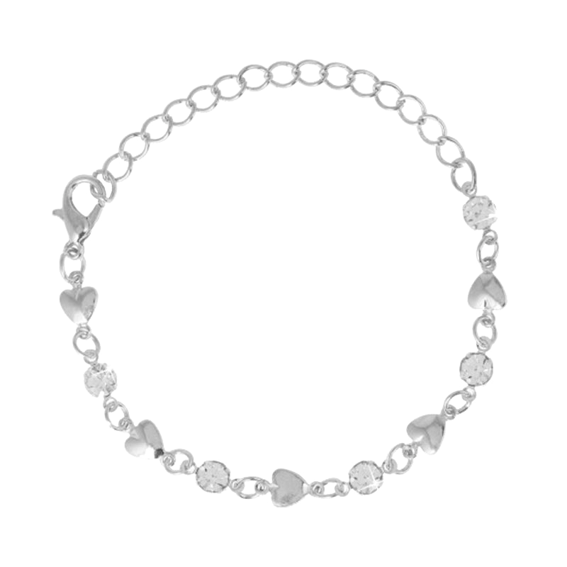Bijoux zilverkleurige enkelbandje hart met witte steen voor dames