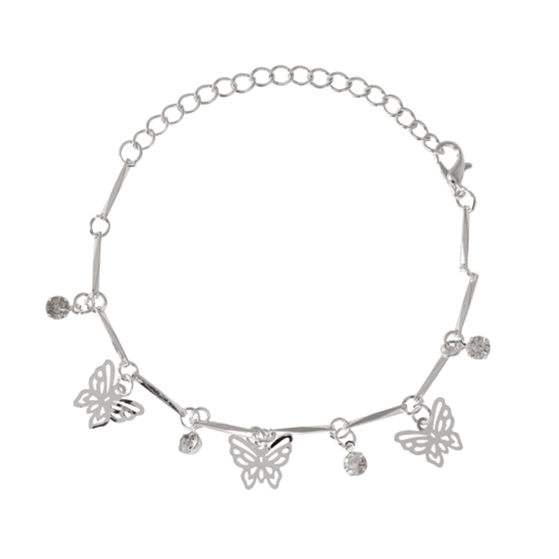 Byoux-Fußkettchen Charmes mit Schmetterling und weißem Stein