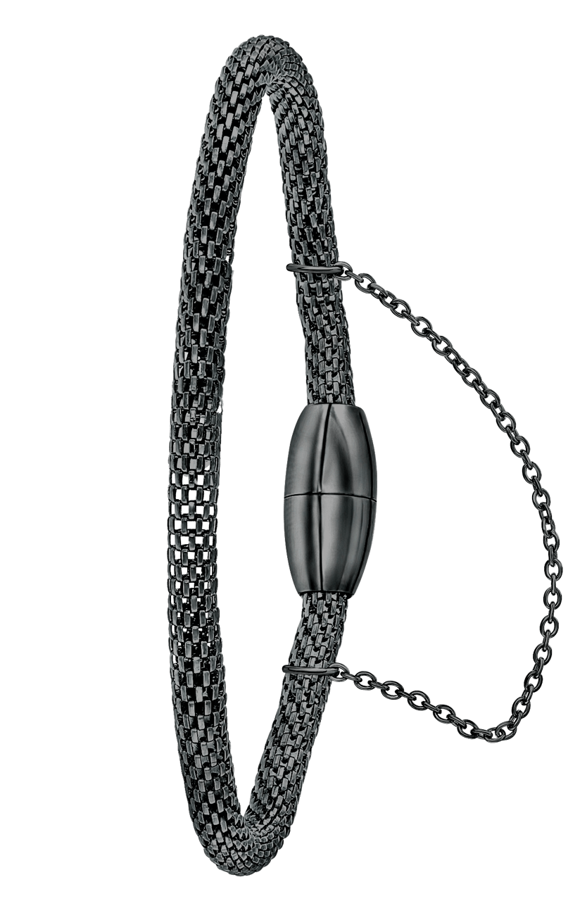 Gerecycleerd stainless steel armband mesh blackplated