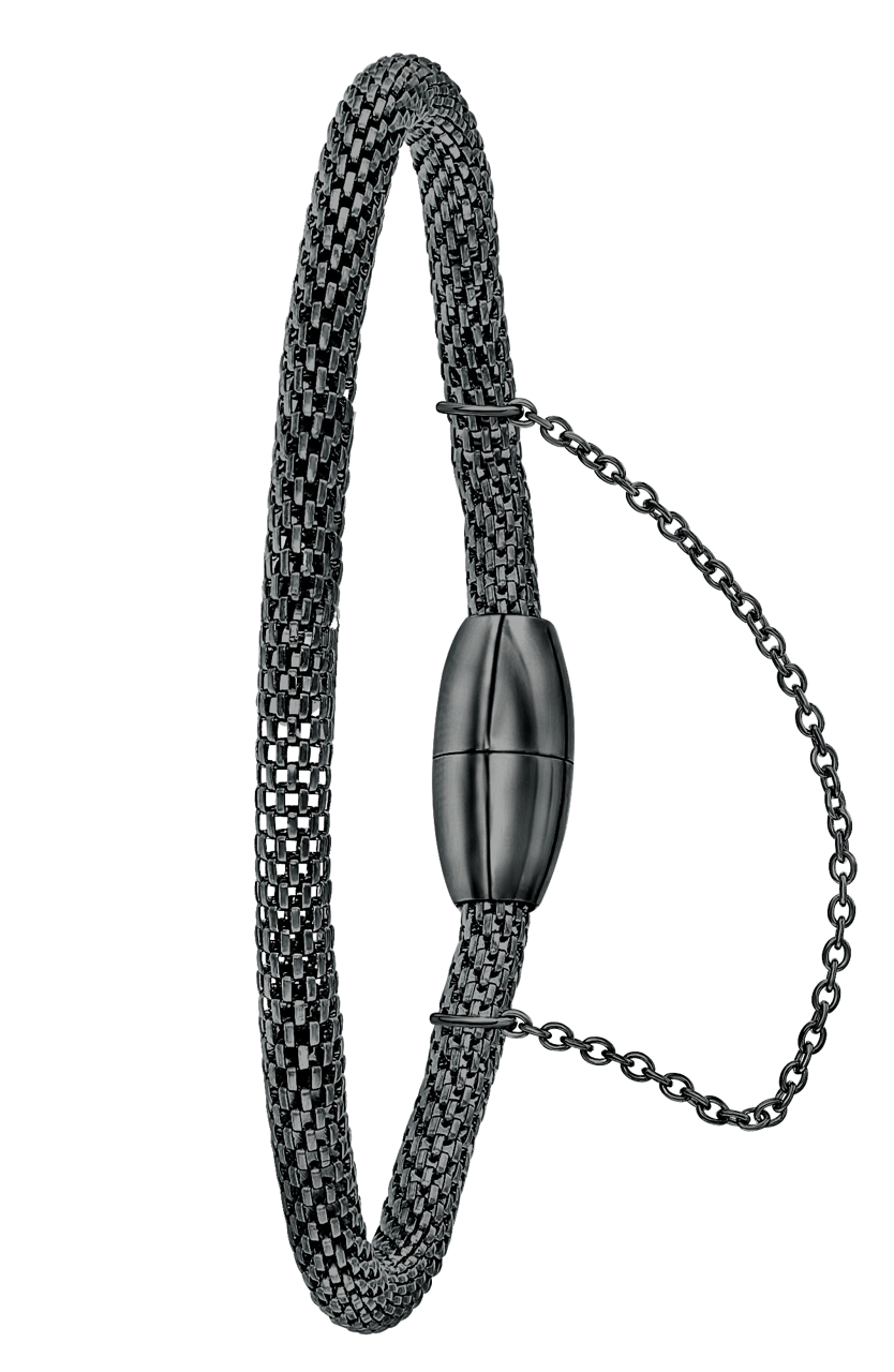Gerecycleerd stalen armband mesh blackplated