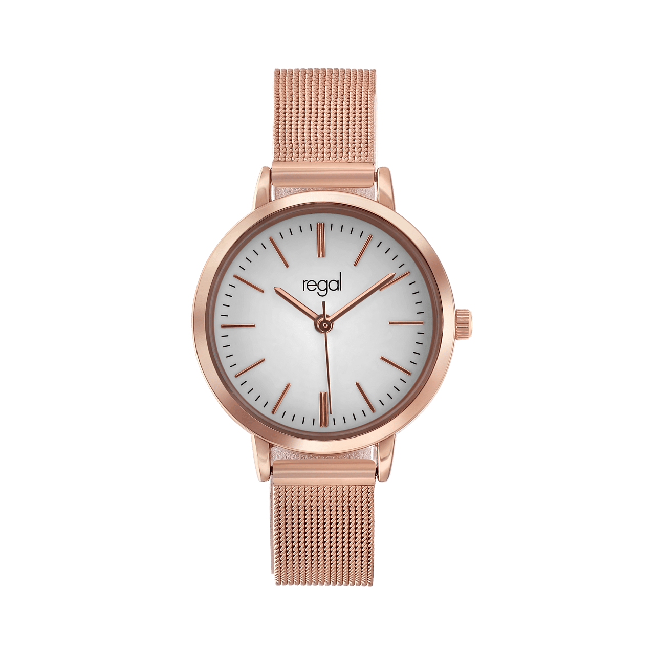 Regal Armbanduhr mit rosafarbenem Mesh-Armband