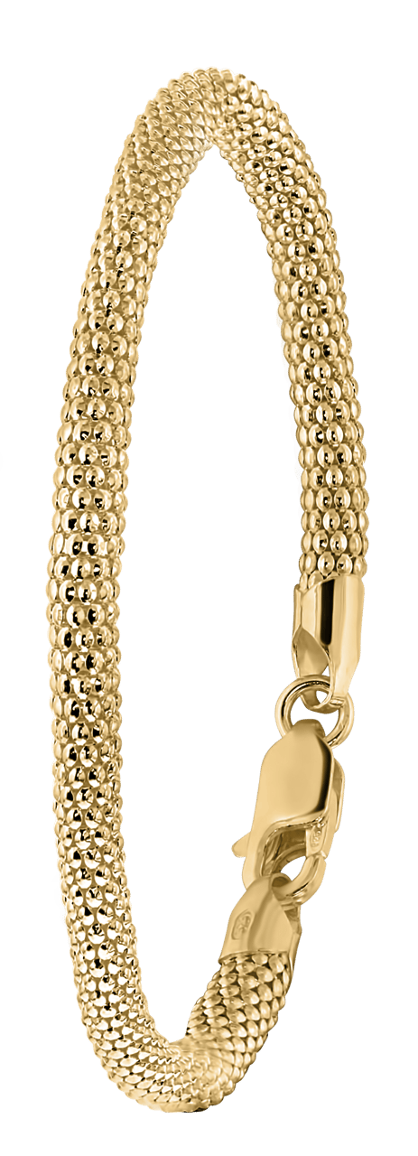 Gerecycleerd zilveren armband popcorn goldplated 3mm