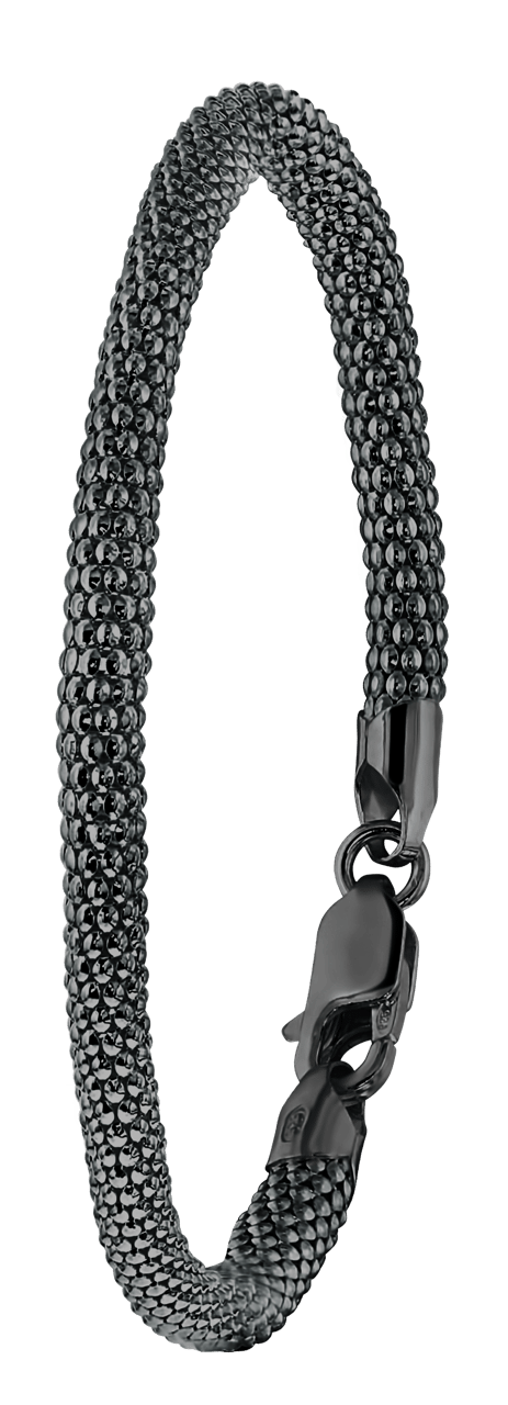 Zilveren blackplated fantasiearmband voor dames