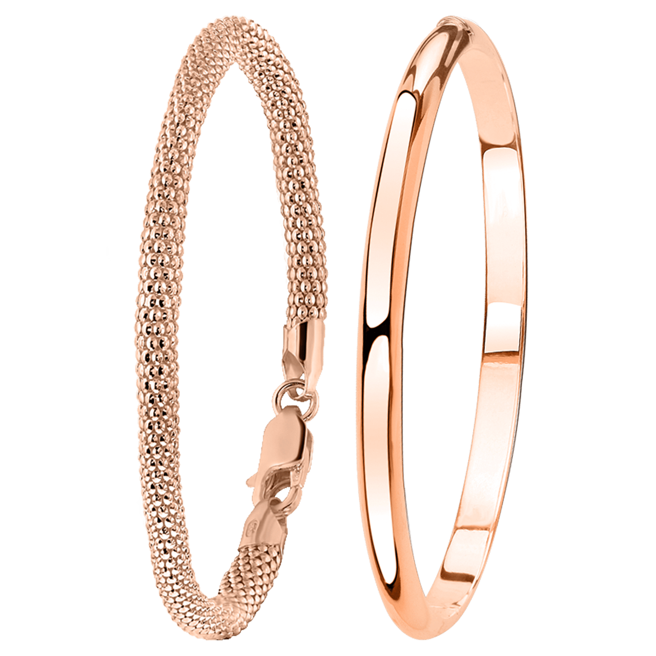 Zilveren set roseplated met twee armbanden