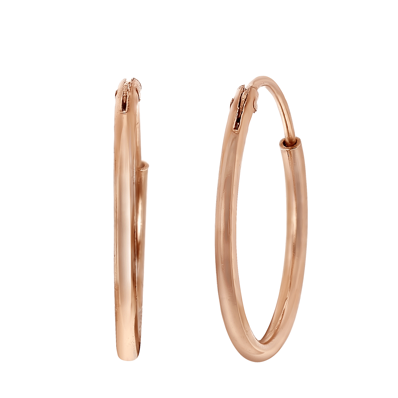 Silberne Ohrringe, rotvergoldet, 15 mm