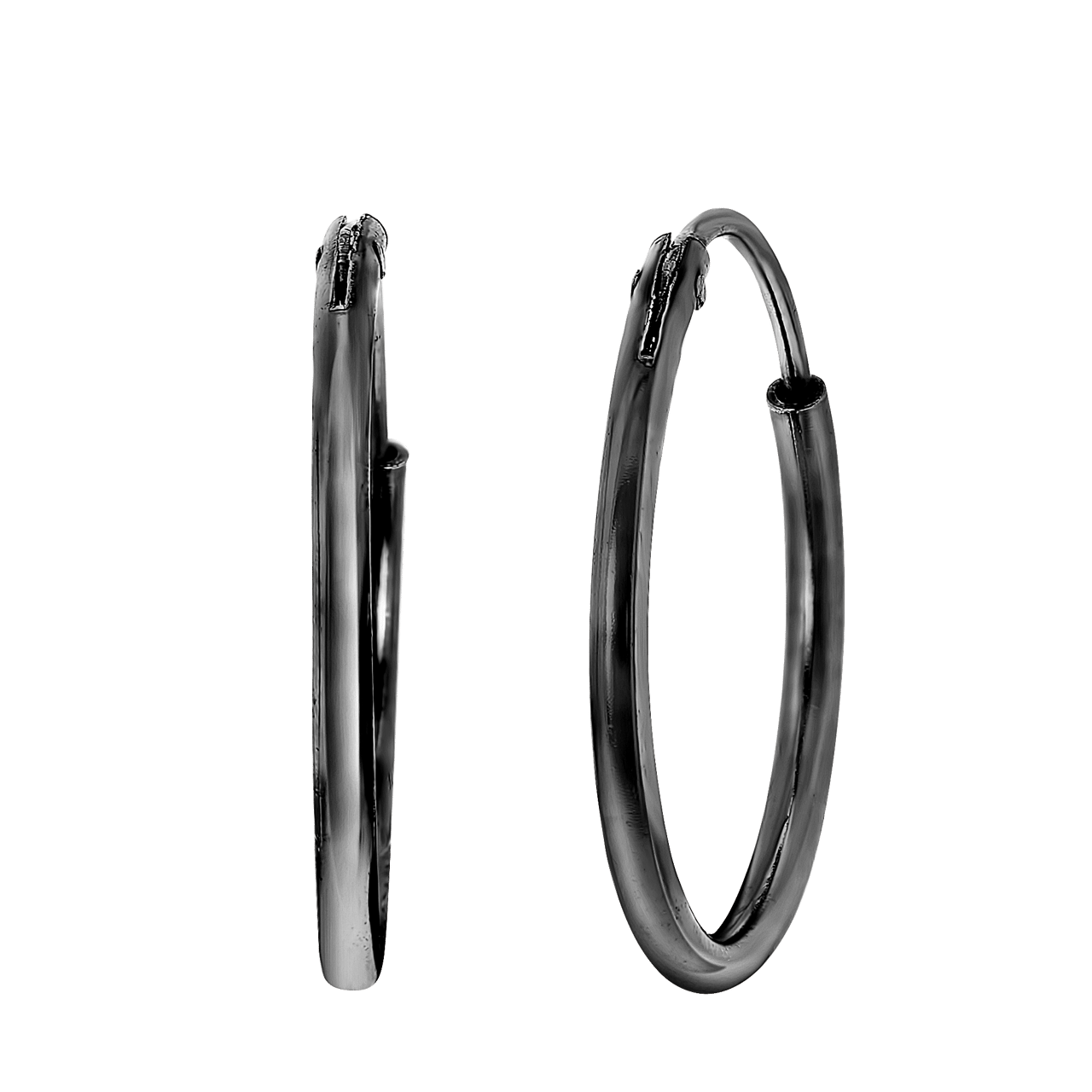 Silberne Ohrringe, metallisch schwarz, 15 mm