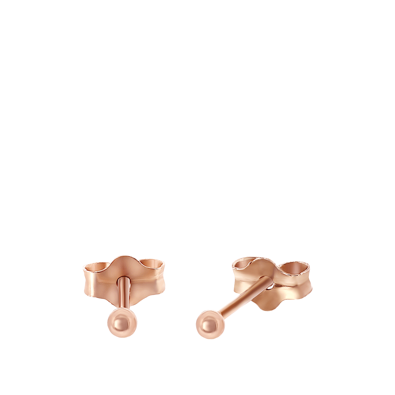 Silberne Ohrringe Kugel rotvergoldet 2 mm