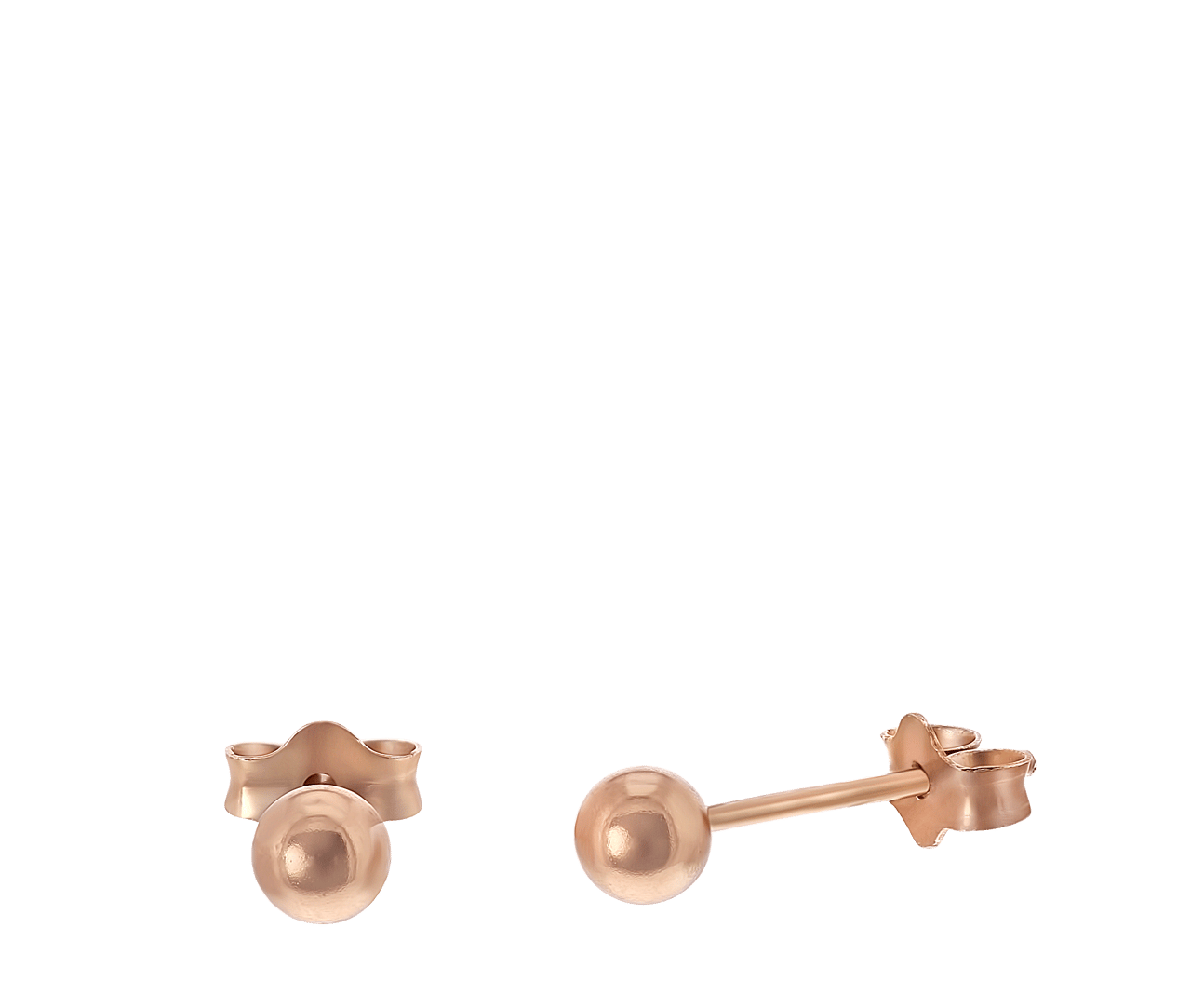 Zilveren oorknoppen bol roseplated 4mm voor dames