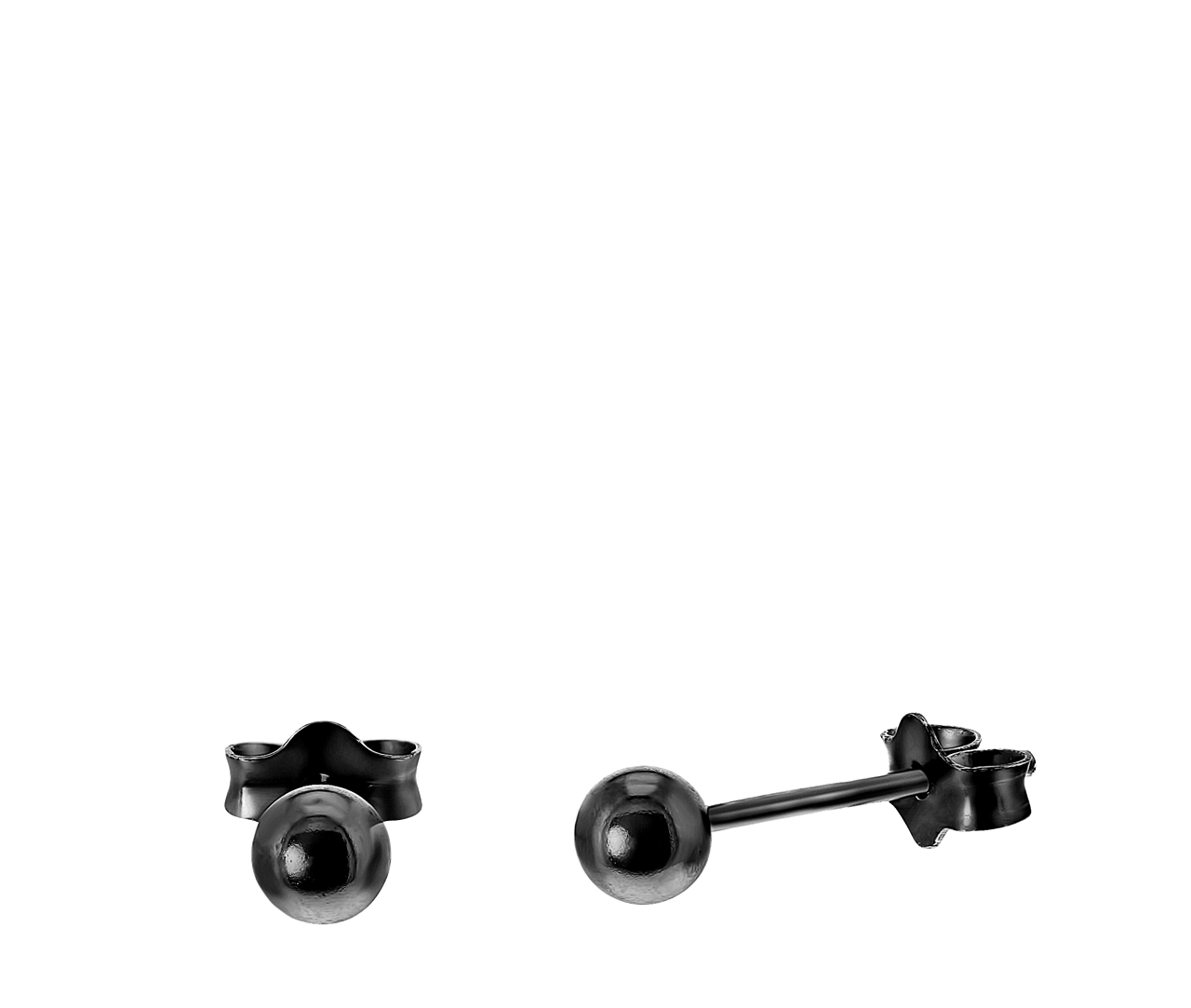 Zilveren oorknoppen bol blackplated 4mm voor dames