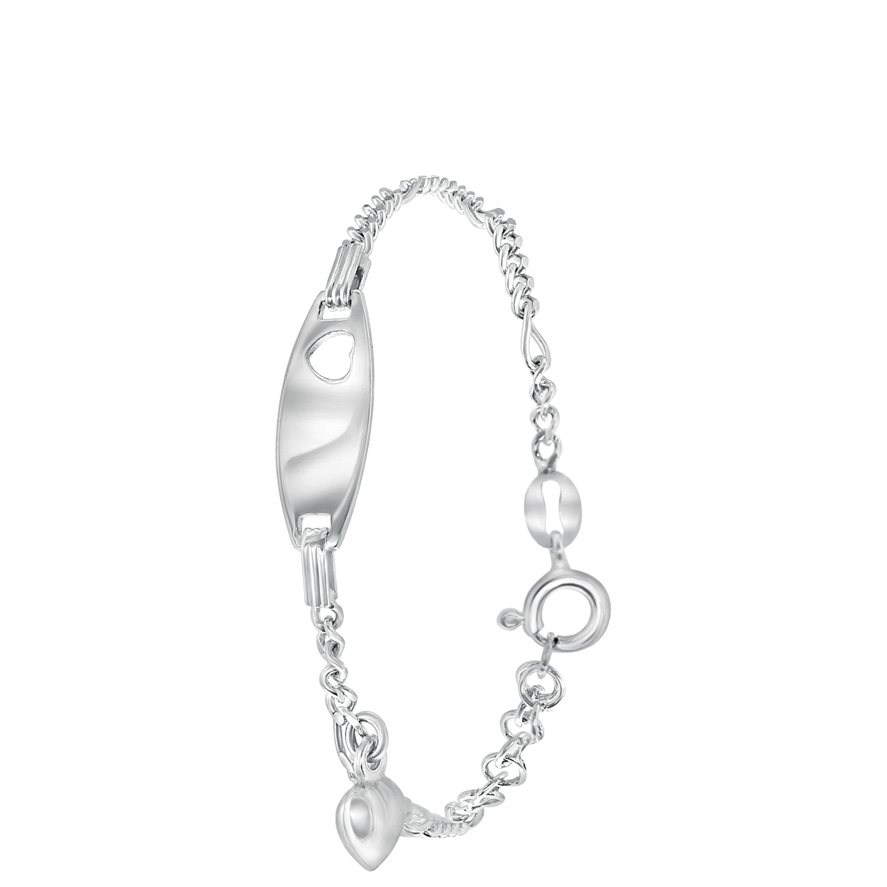Kinderplattenarmband, 925 Silber, Herz