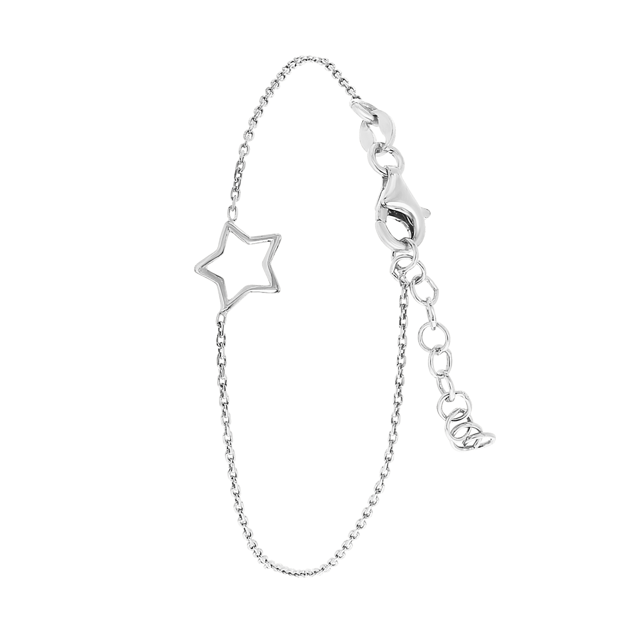 Zilveren armband rhodiumplated open ster