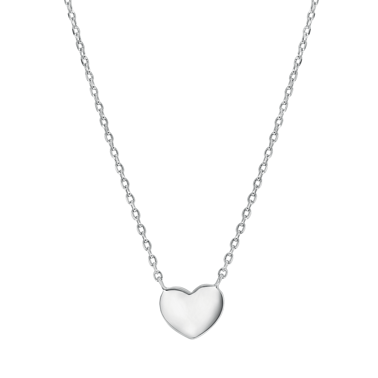 Zilveren ketting met hartje rhodiumplated