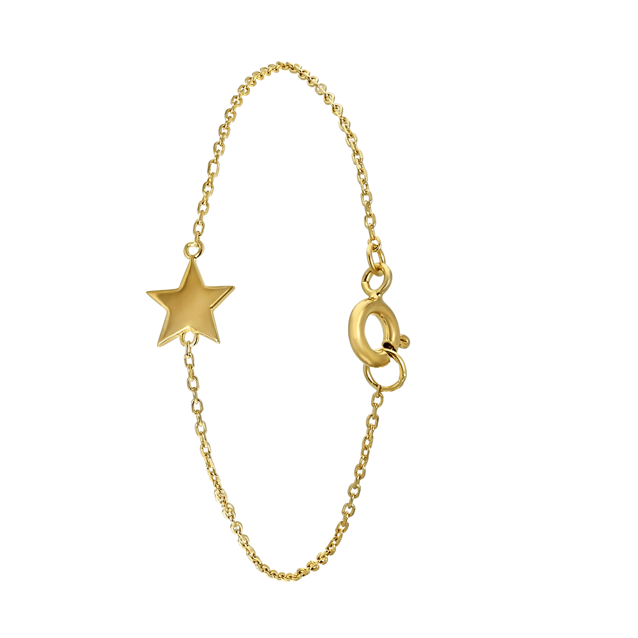 Zilveren goldplated schakelarmband met ster voor dames