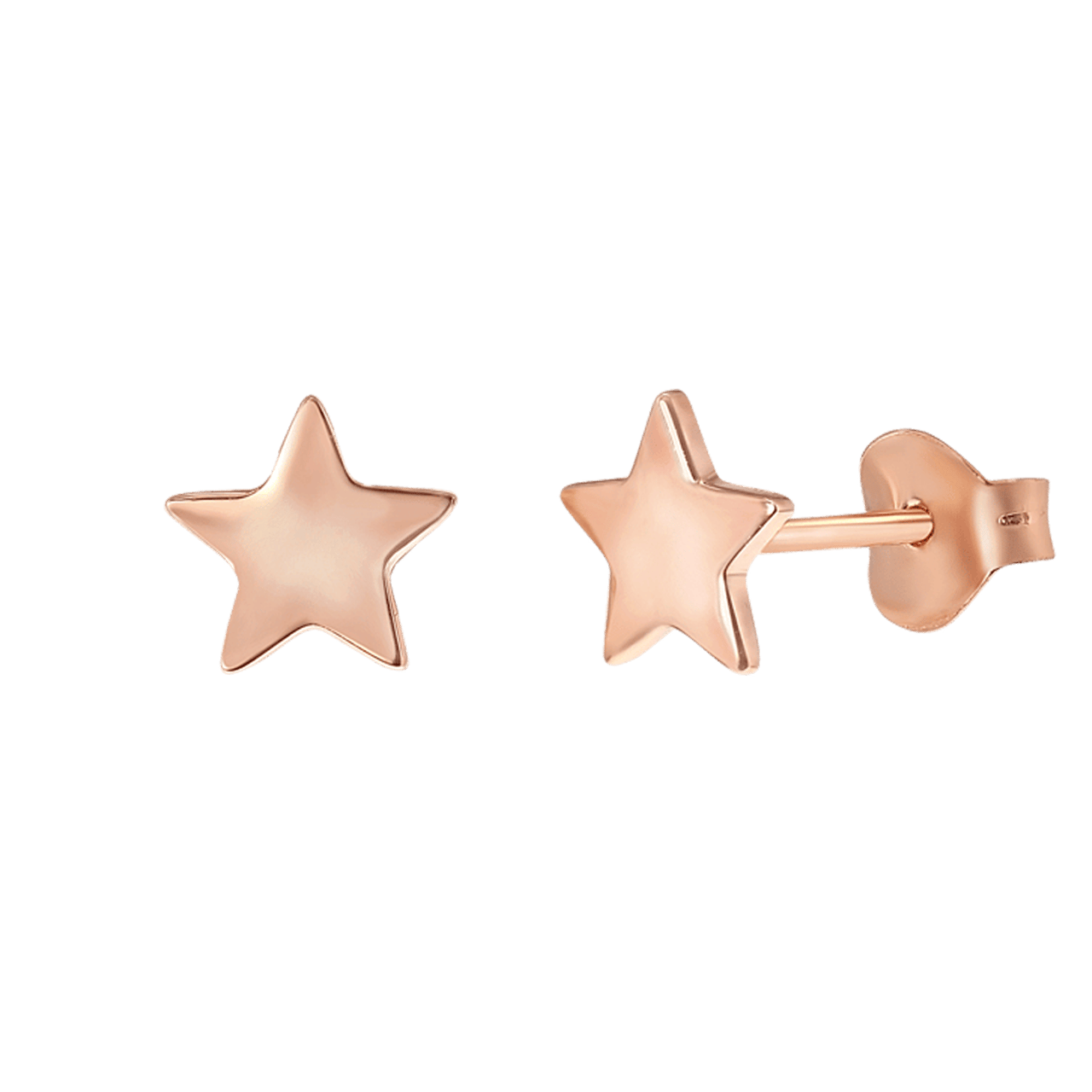 Zilveren roséplated oorknoppen ster voor dames
