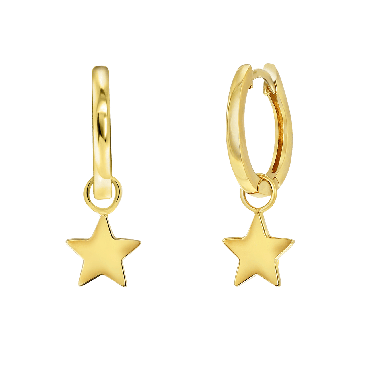 Zilveren goldplated oorringen ster voor dames