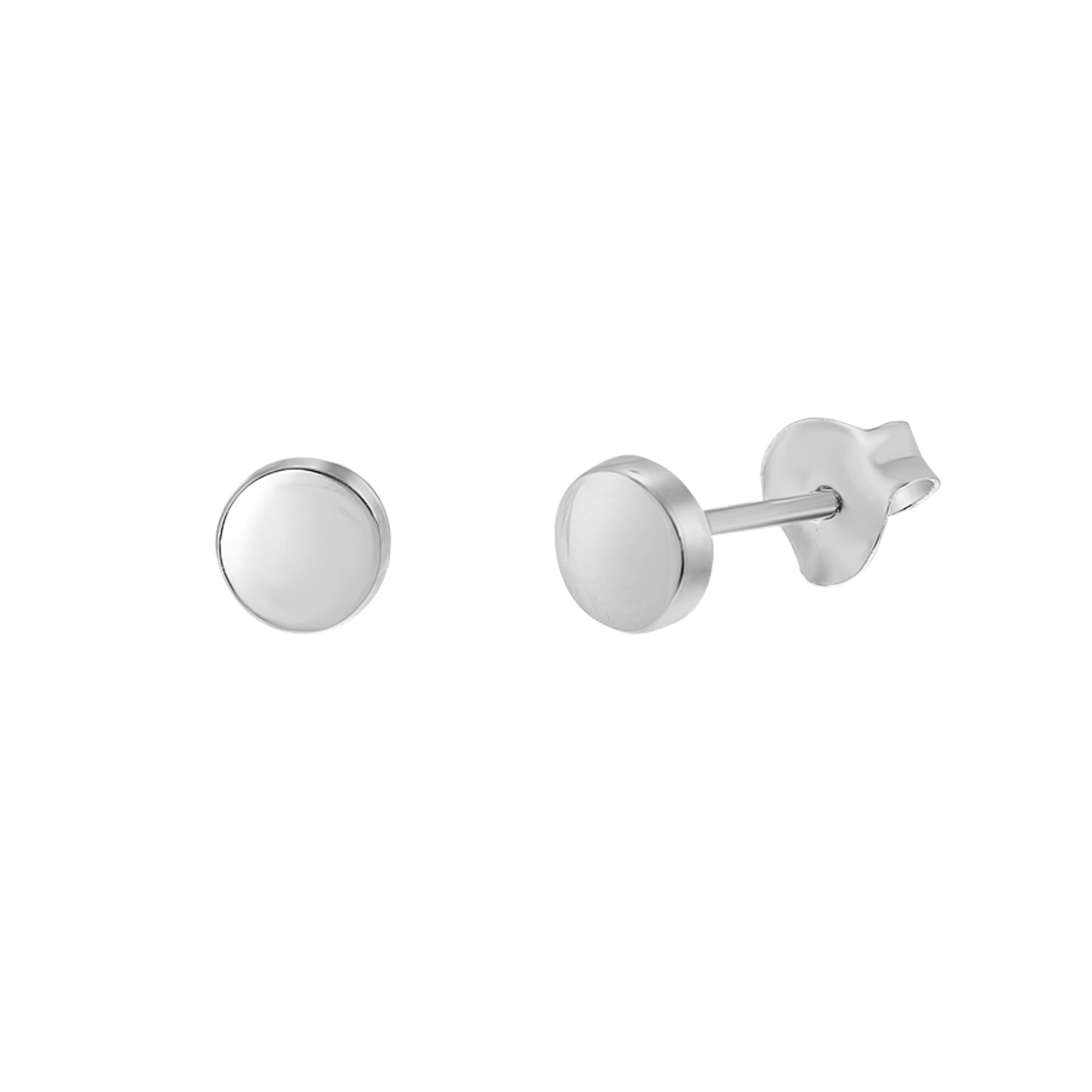 Silberne Ohrringe rund 5 mm rhodiniert