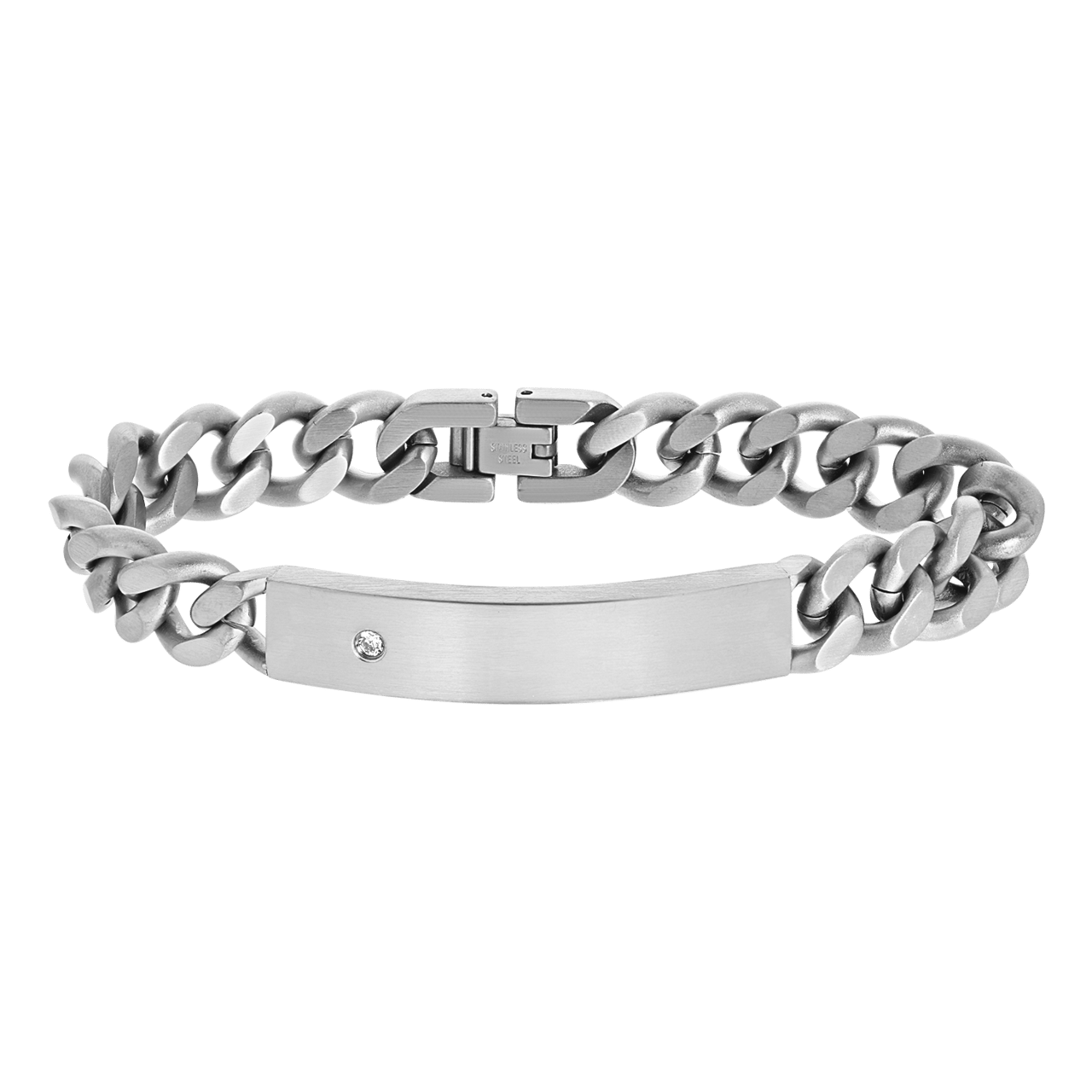 Gerecycled stainless steel plaatarmband gourmet met zirkonia