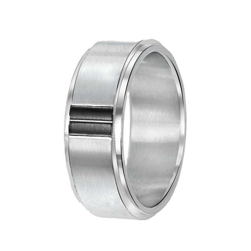 Gerecycled stainless steel ring mat/glans met zwart