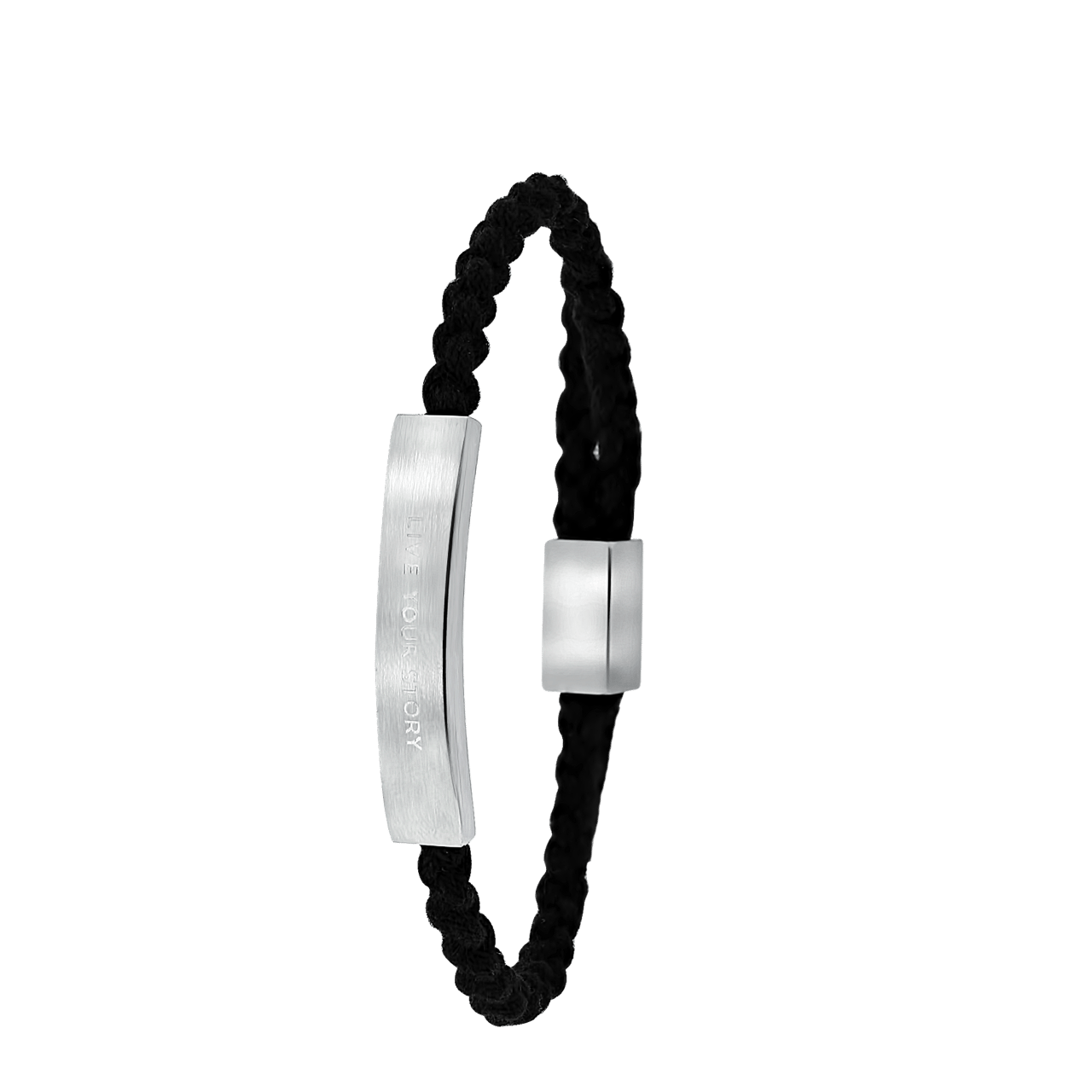 Plattenarmband aus Edelstahl für Jungen, schwarz mit Text