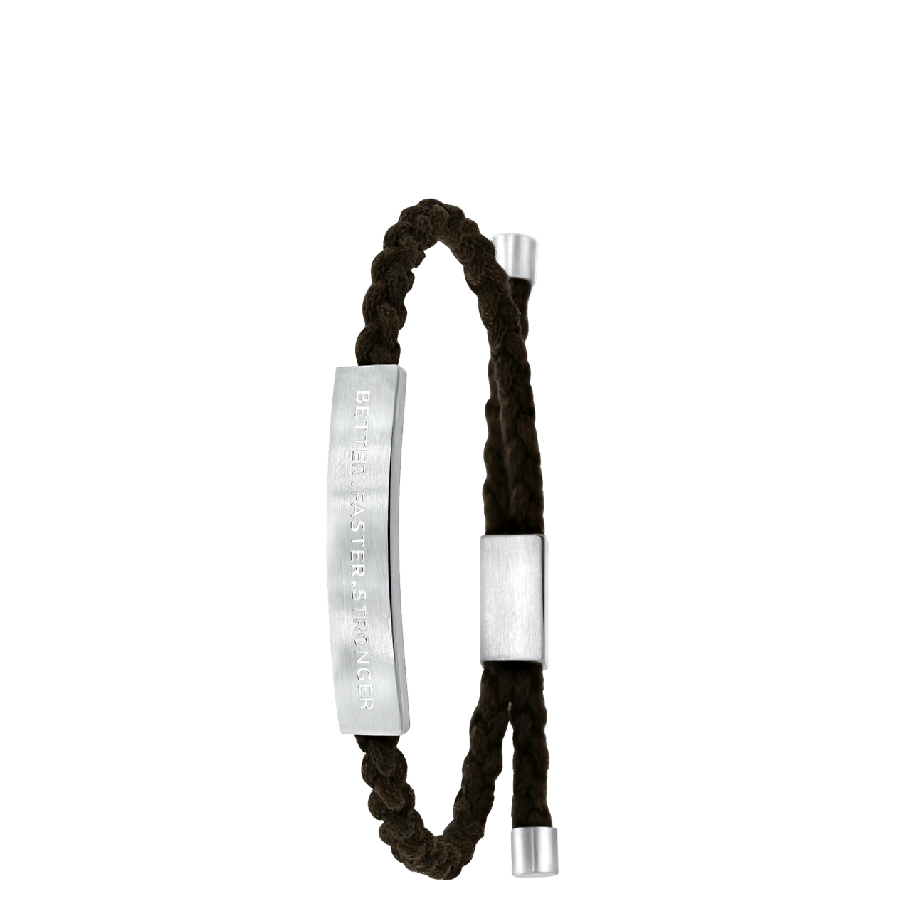 Gerecycled stainless steel jongens plaatarmband bruin met tekst