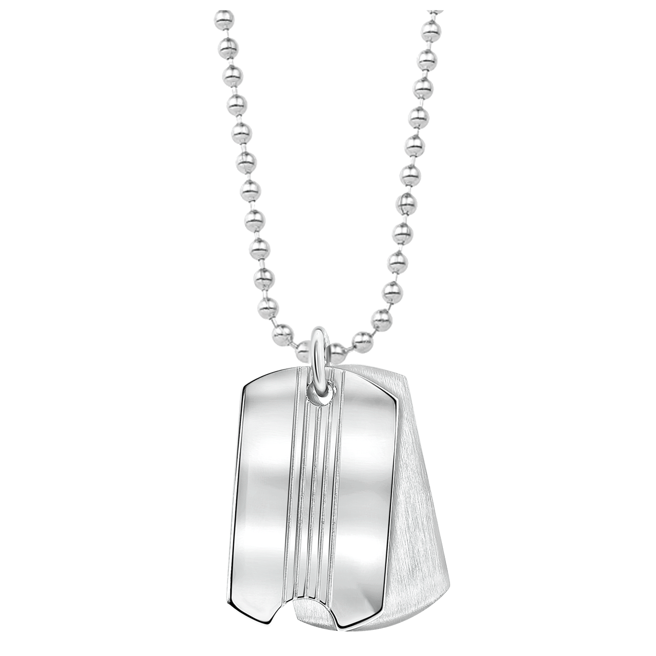 Gerecycleerd stalen jongensketting met plaathanger mat/glans